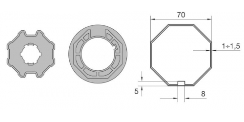 Adaptor i zabierak ośmiokątny do ERA/TTGO/MAX 70mm