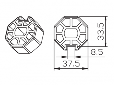 Adaptery Ośmiokątny 40 × 0,6 mm, współśrodkowy (Ø 35 mm)